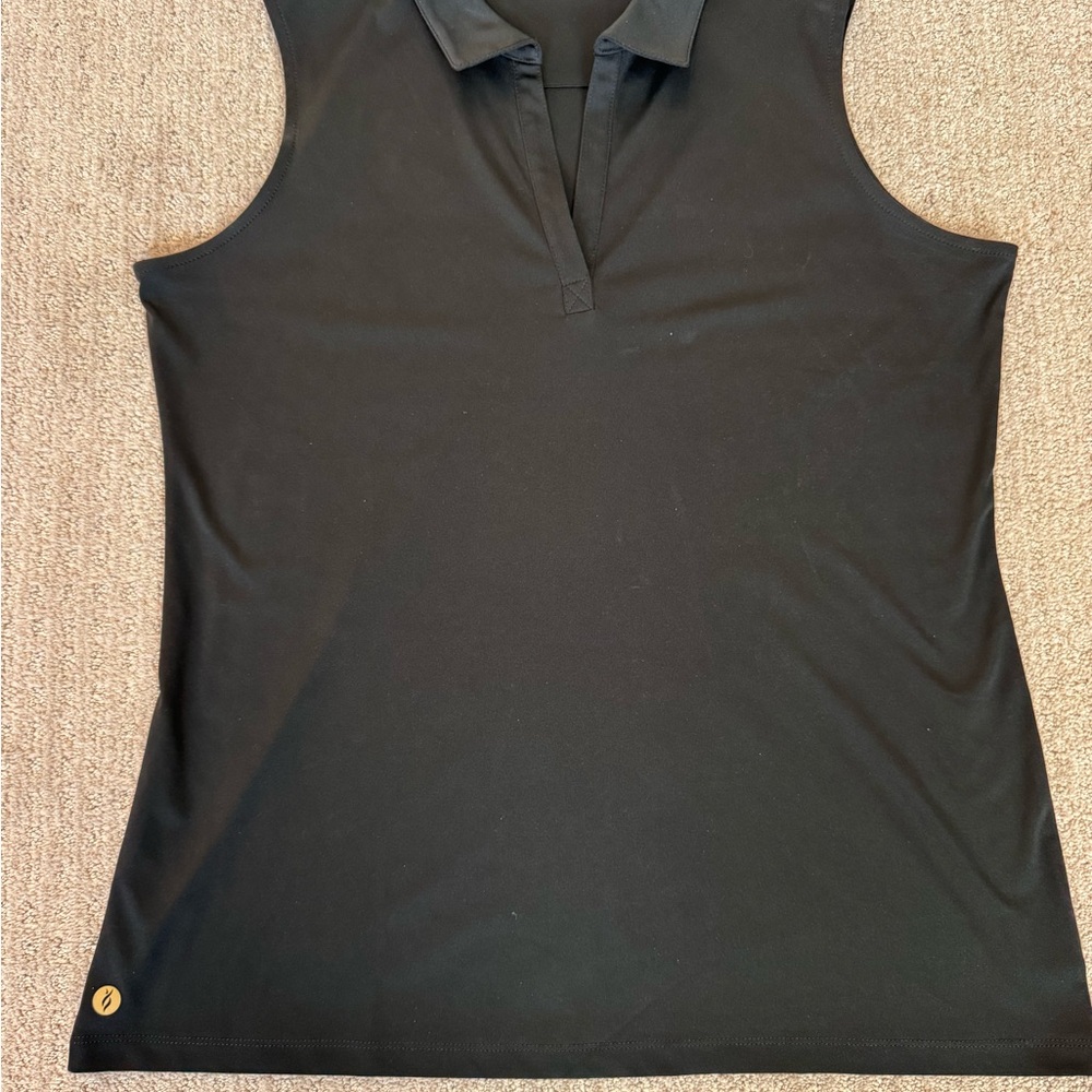Nancy Lopez Women's Black Sleeveless Golf Polo